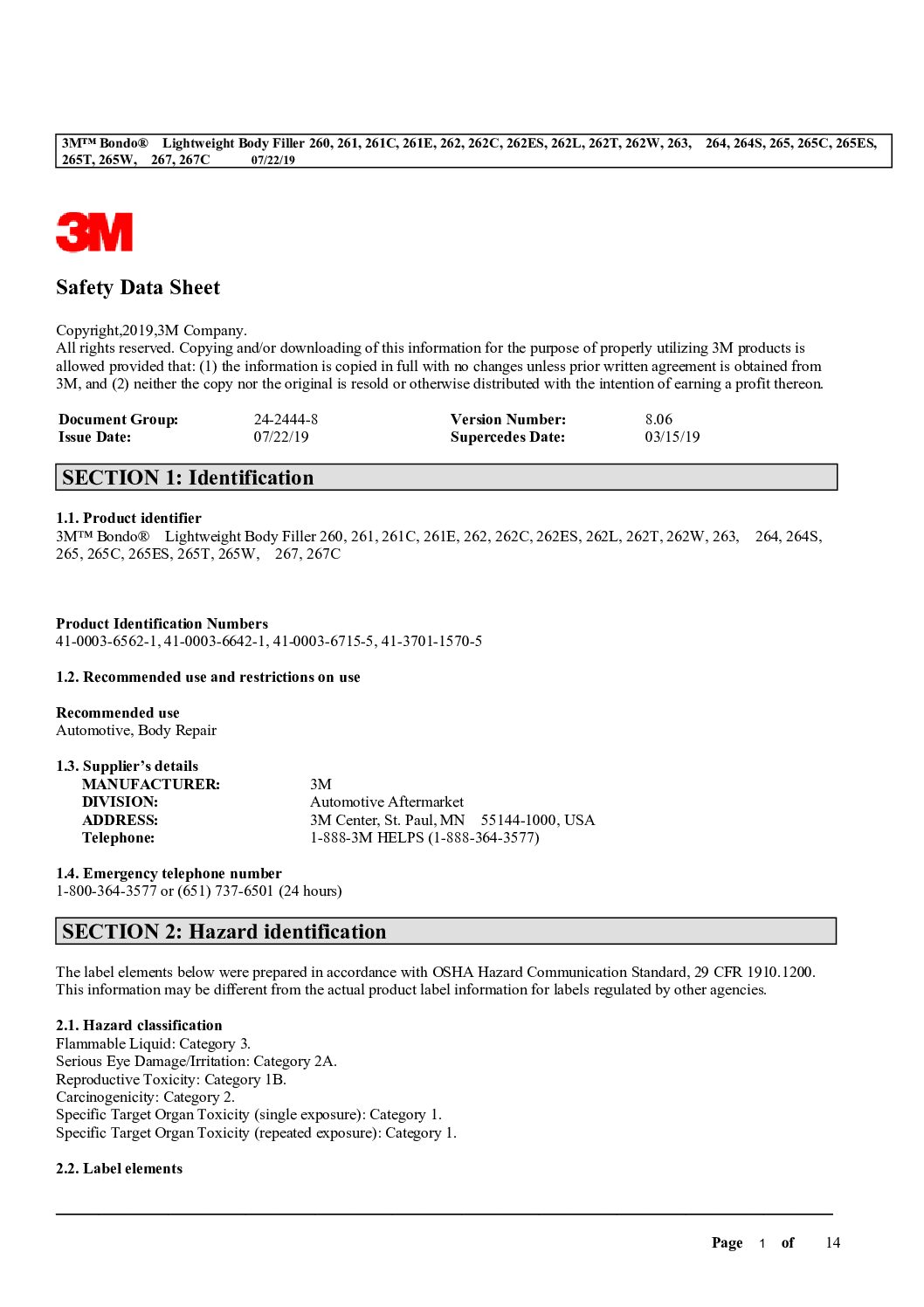 3M Bondo Lightweight Body Filler