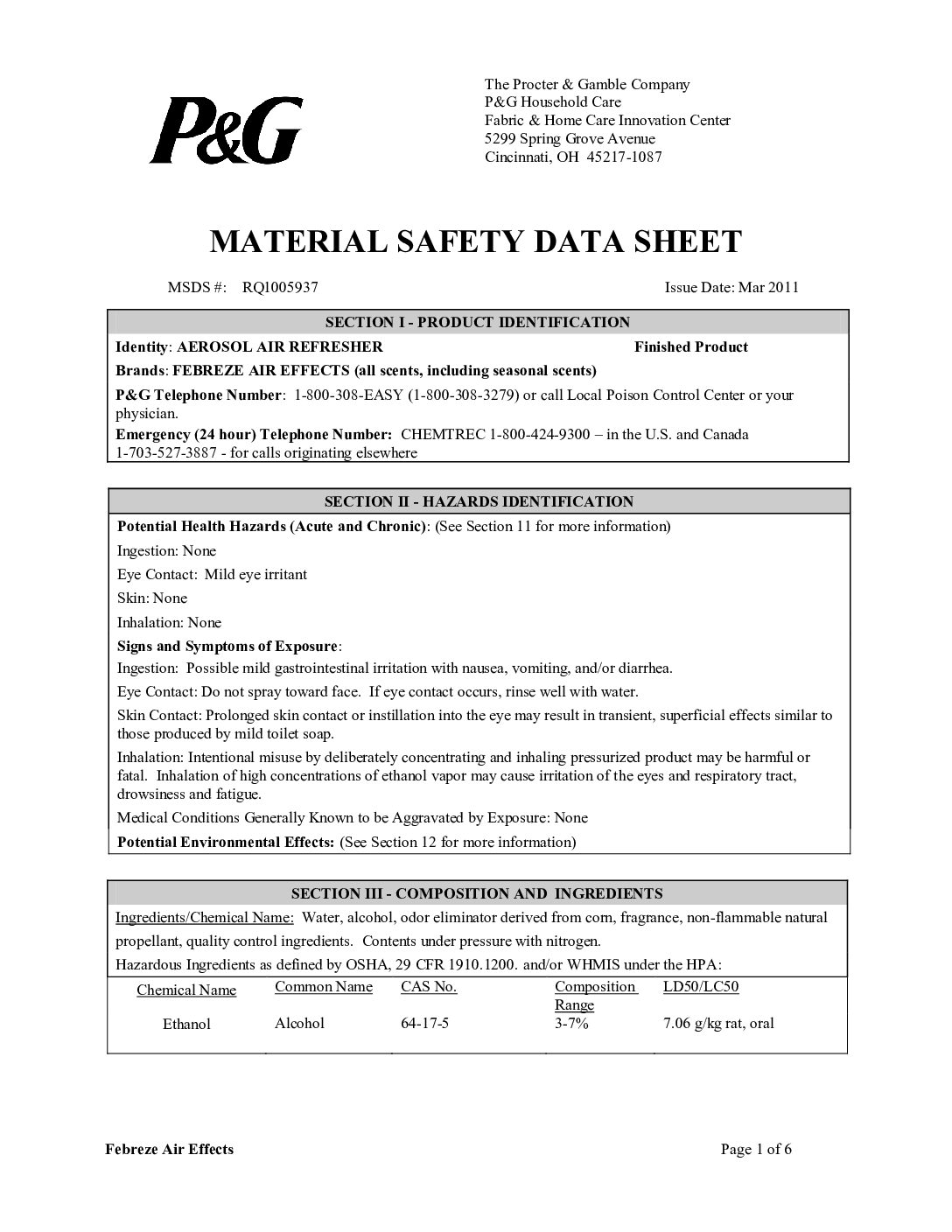 Aerosol Air Refresher