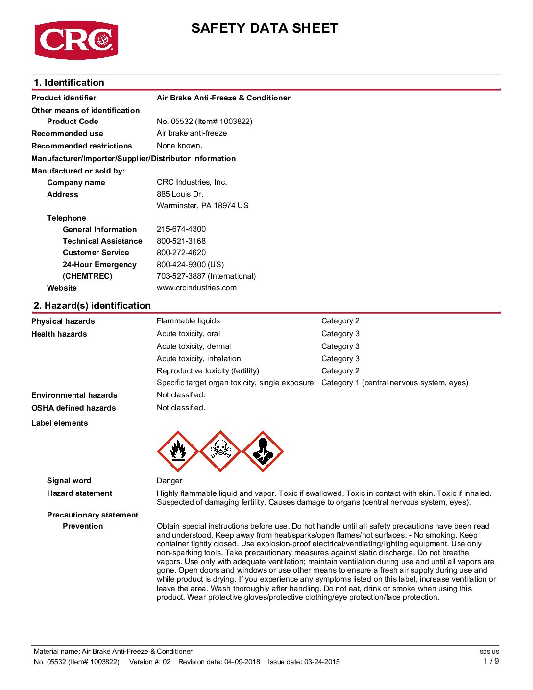 Air Brake Anti Freeze & Conditioner