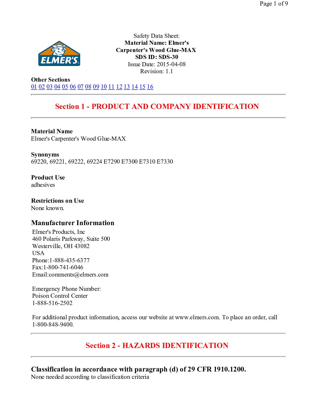 Elmers Carpenters Wood Glue   MAX